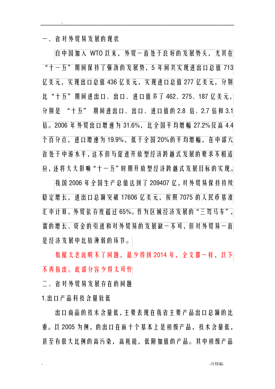 省对外贸易发展存在的问题及对策研究报告论文13612_第2页