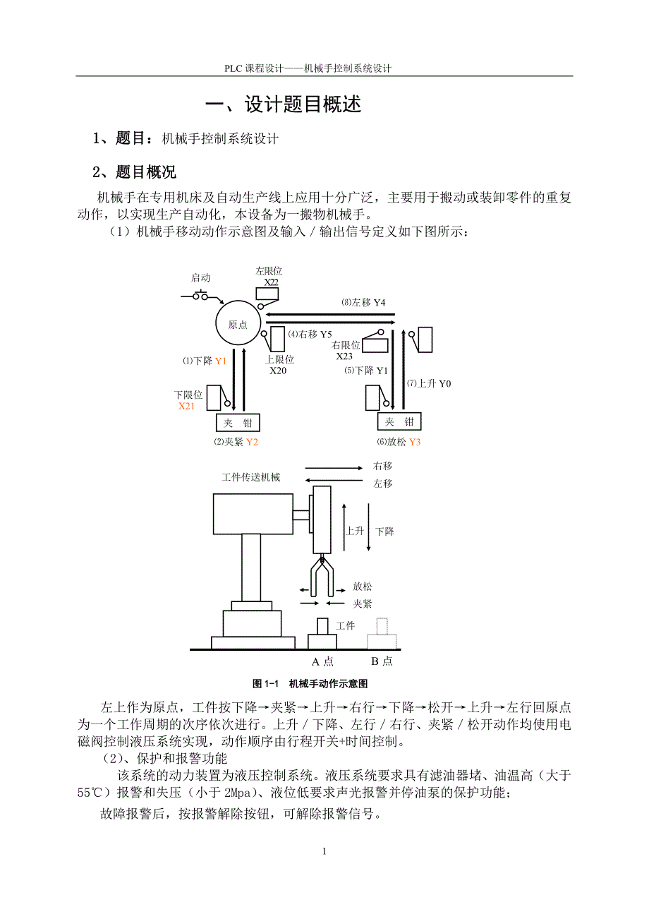 PLC课程设计机械手控制系统设计_第1页