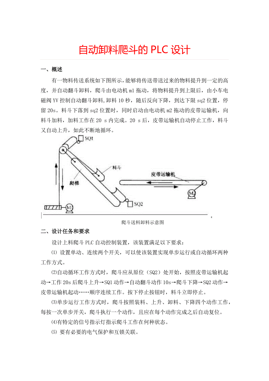 课题自动卸料爬斗的PLC设计_第1页