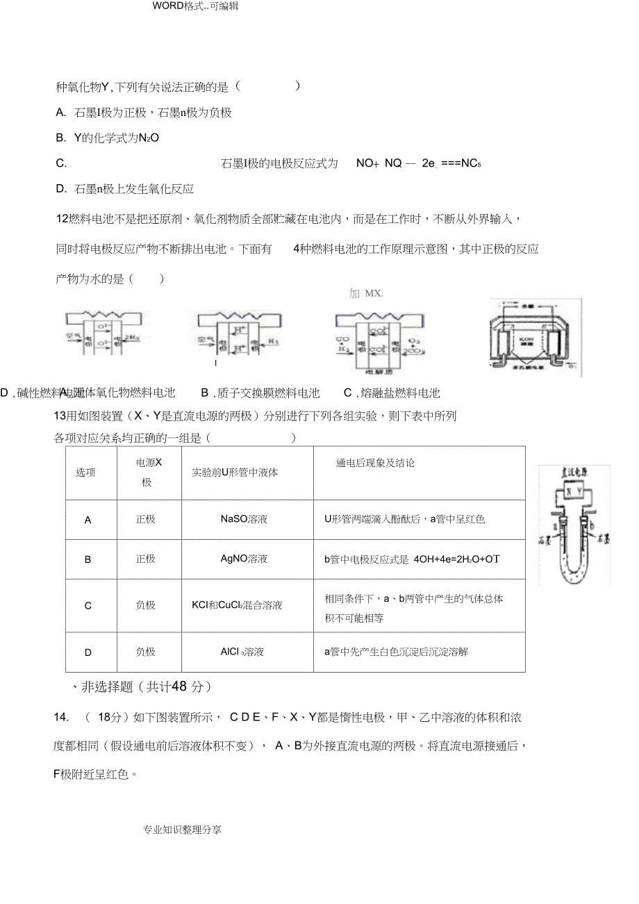 (完整word)原电池、电解池综合练习(含答案与解析),推荐文档_第5页