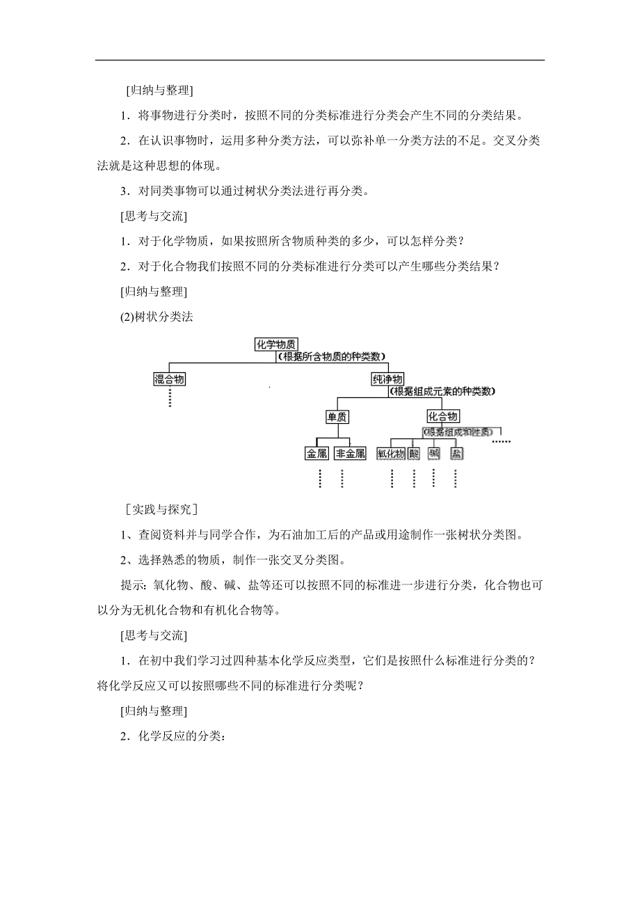 新人教版高一化学必修一第二章第一节 《物质的分类》教学设计_第2页