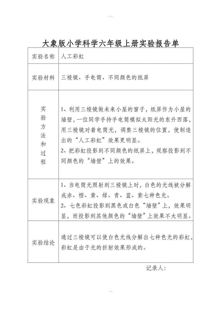 大象版小学科学六年级上册实验报告单.doc_第5页