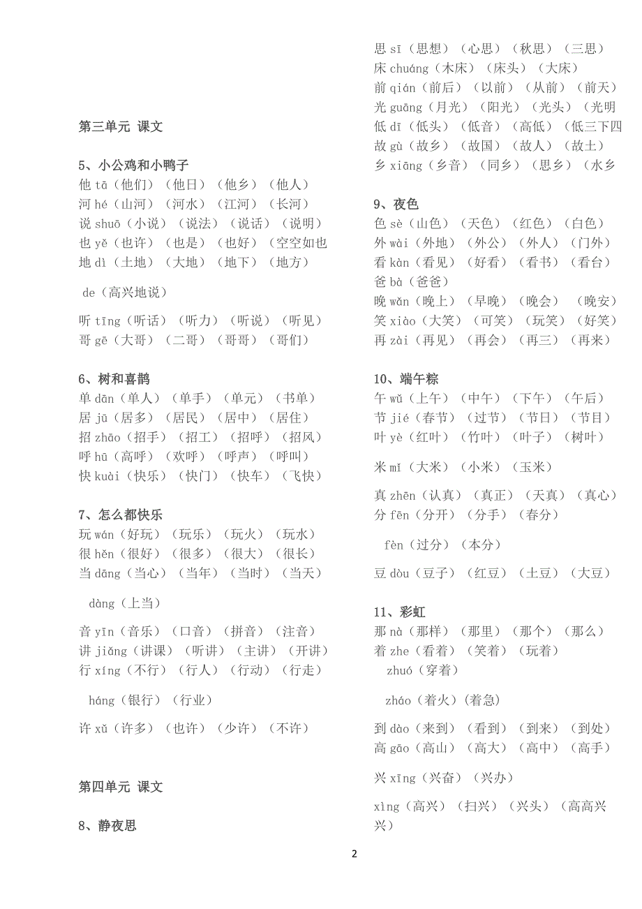 一年级下册生字表组词(可打印) （精选可编辑）.DOC_第2页