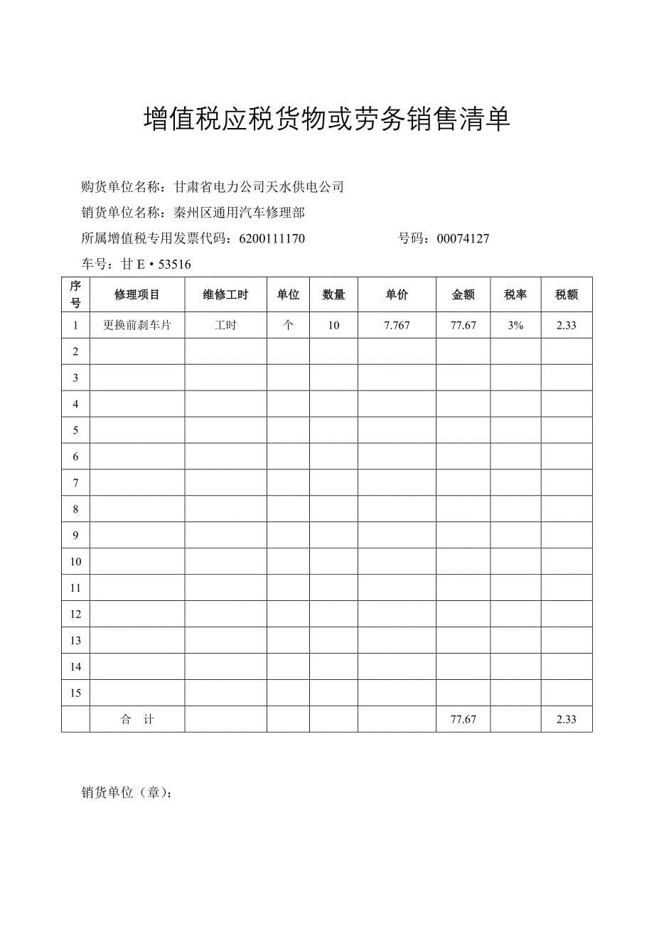 增值税应税货物或劳务销售清单_第5页