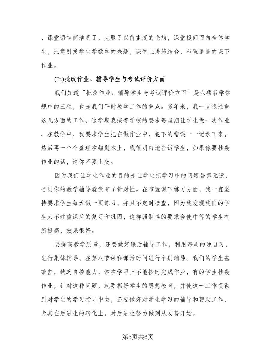 2023数学教师教学实践工作总结参考范文（2篇）.doc_第5页