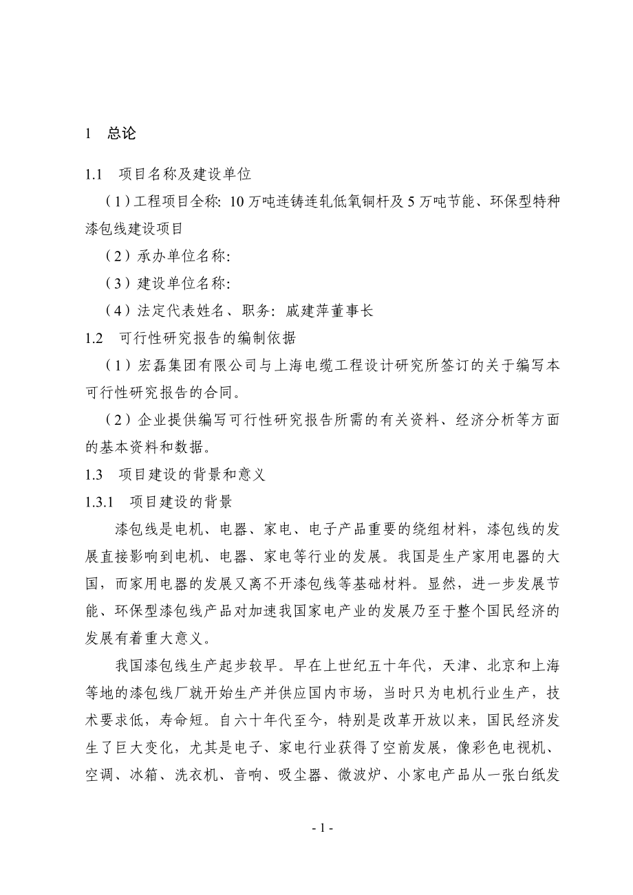 环保型漆包线生产项目可行性论证报告.doc_第1页