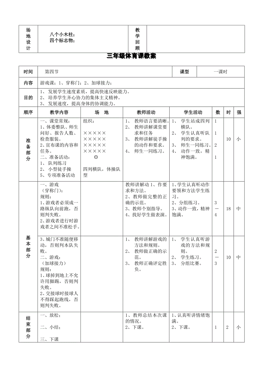 小学三年级体育全册教案_第4页