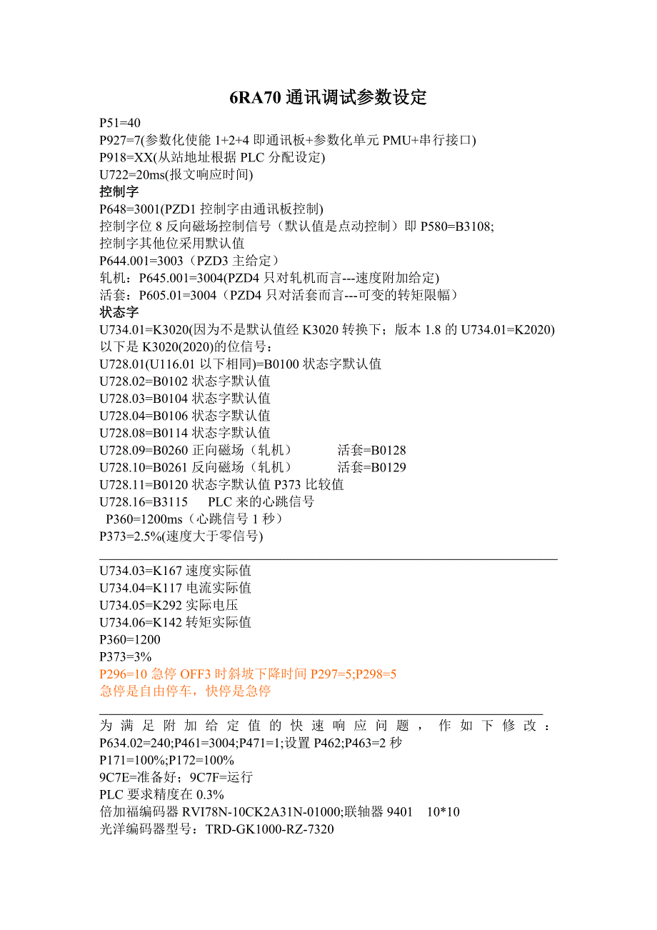 最终6RA70通讯调试参数表_第1页