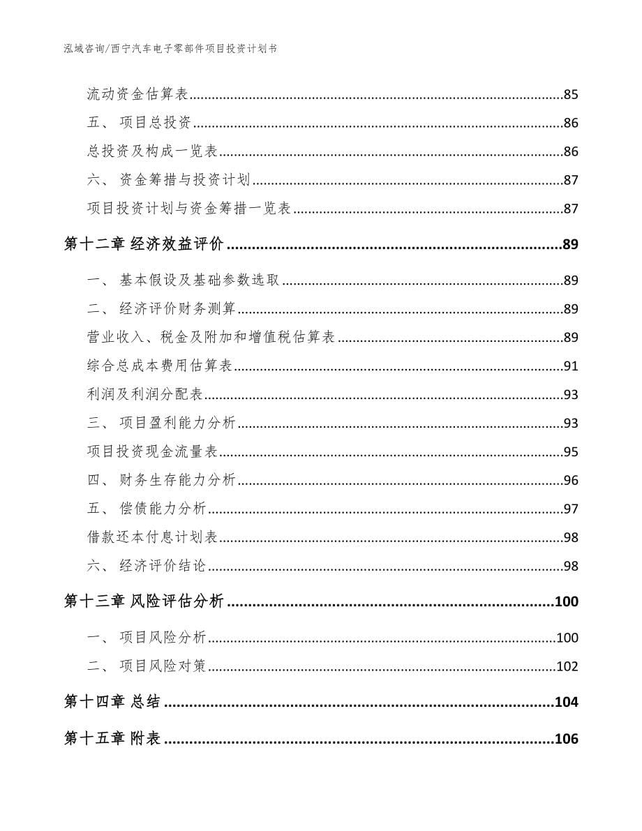 西宁汽车电子零部件项目投资计划书【范文模板】_第5页