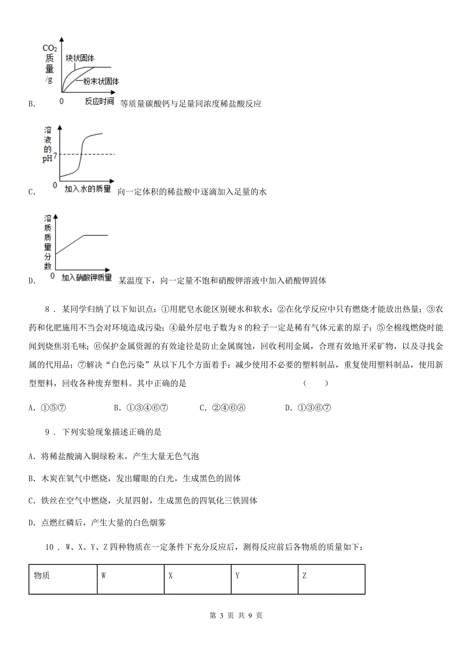 人教版2019-2020学年中考一模化学试题C卷（模拟）_第3页