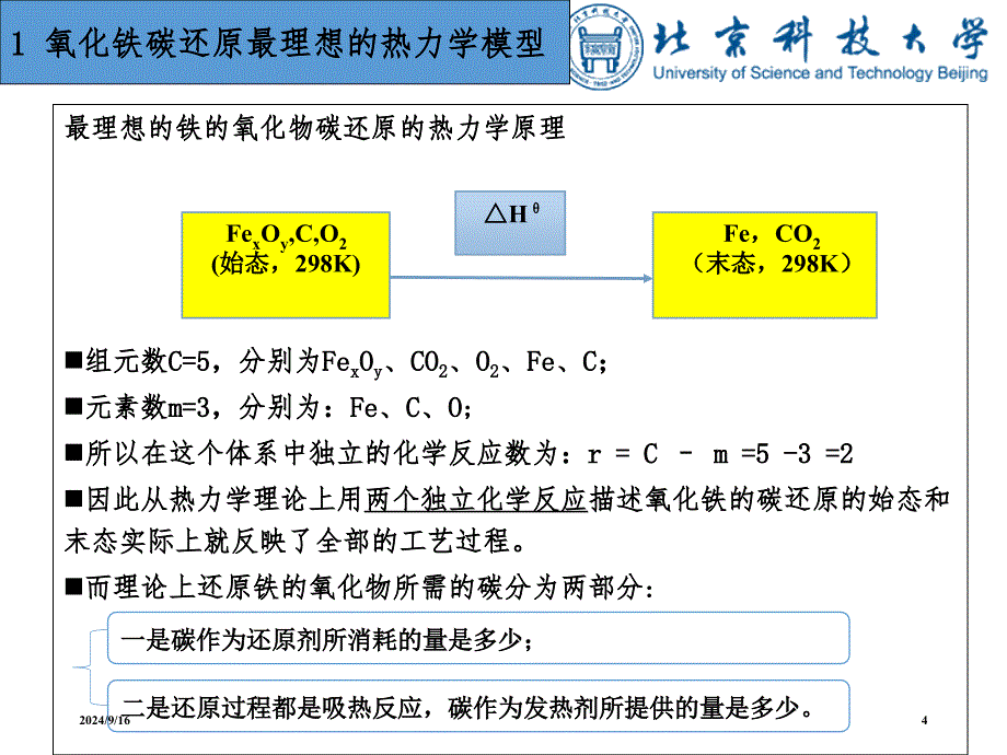 铁的氧化物碳还原的最小能耗及CO2最低排放_第4页