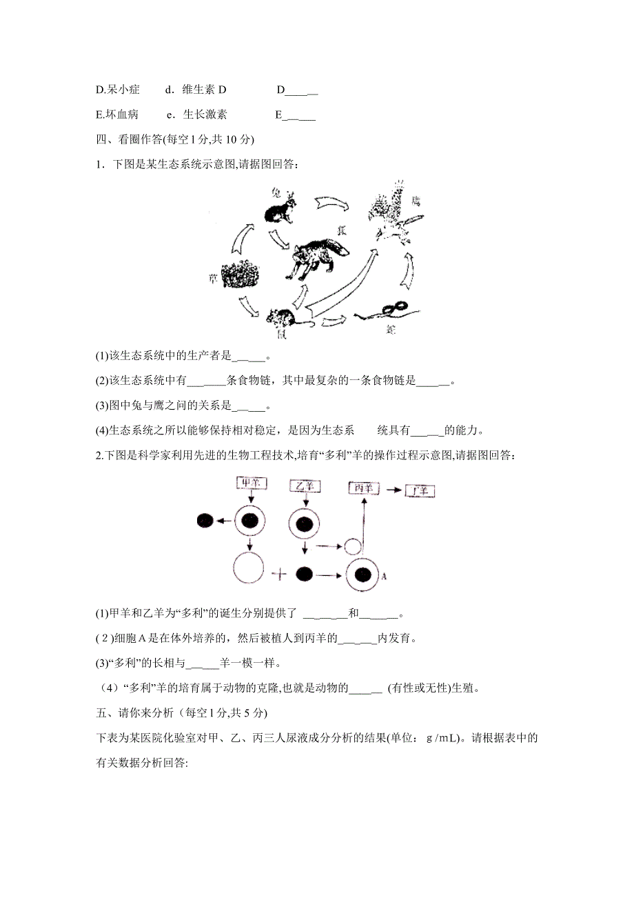 江苏省无锡市初中结业考试初中生物_第4页