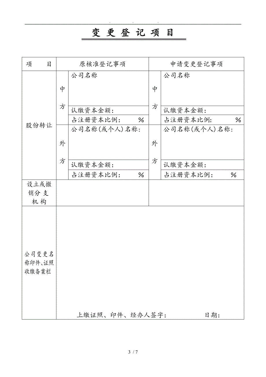 外商投资企业变更登记申请书_第3页