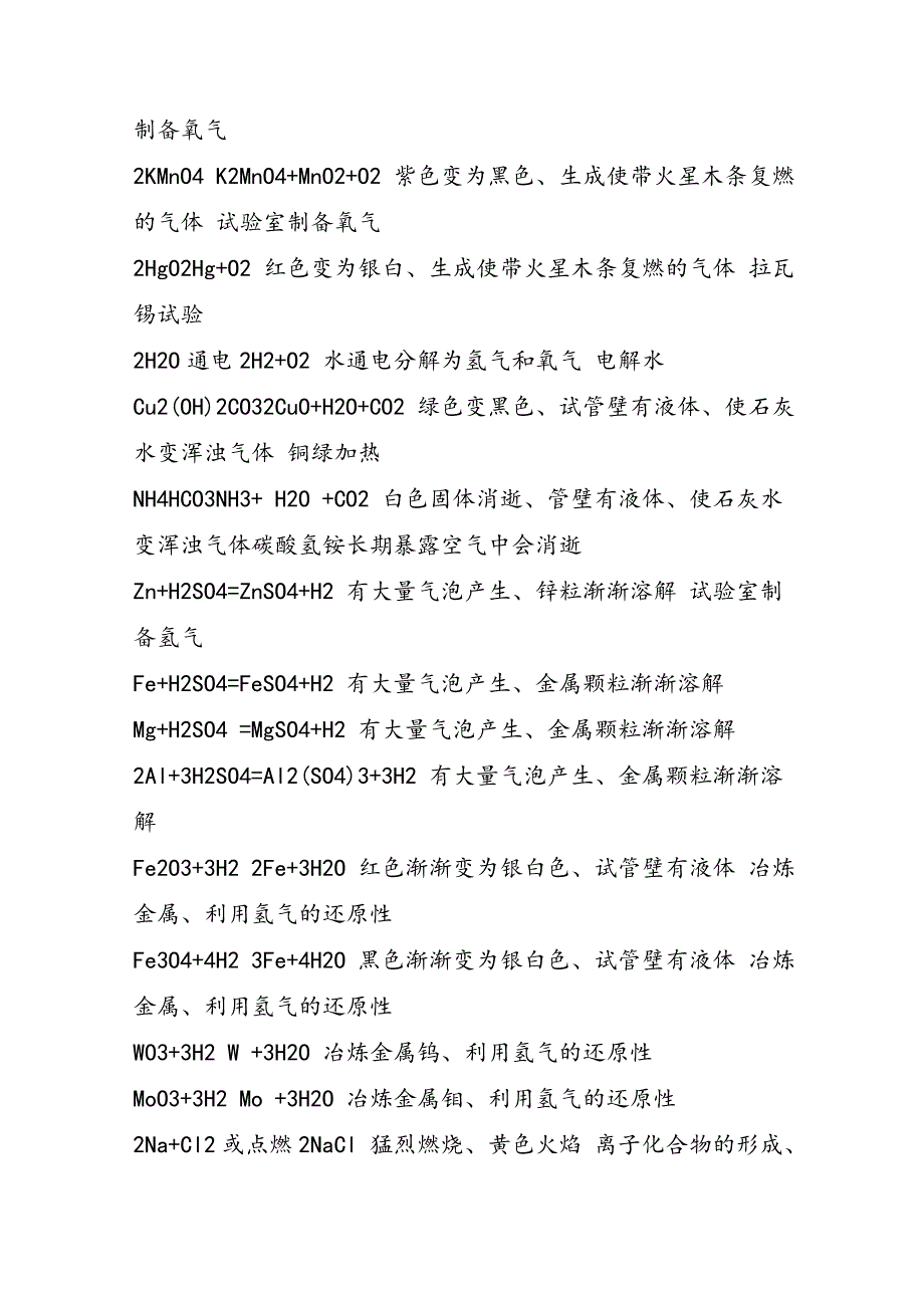 高考化学知识点精选：化学方程式反应现象_第2页