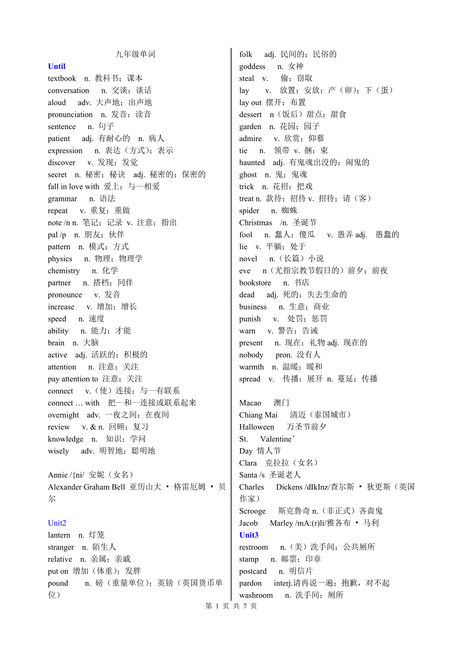 人教版九年级英语单词表1_第1页