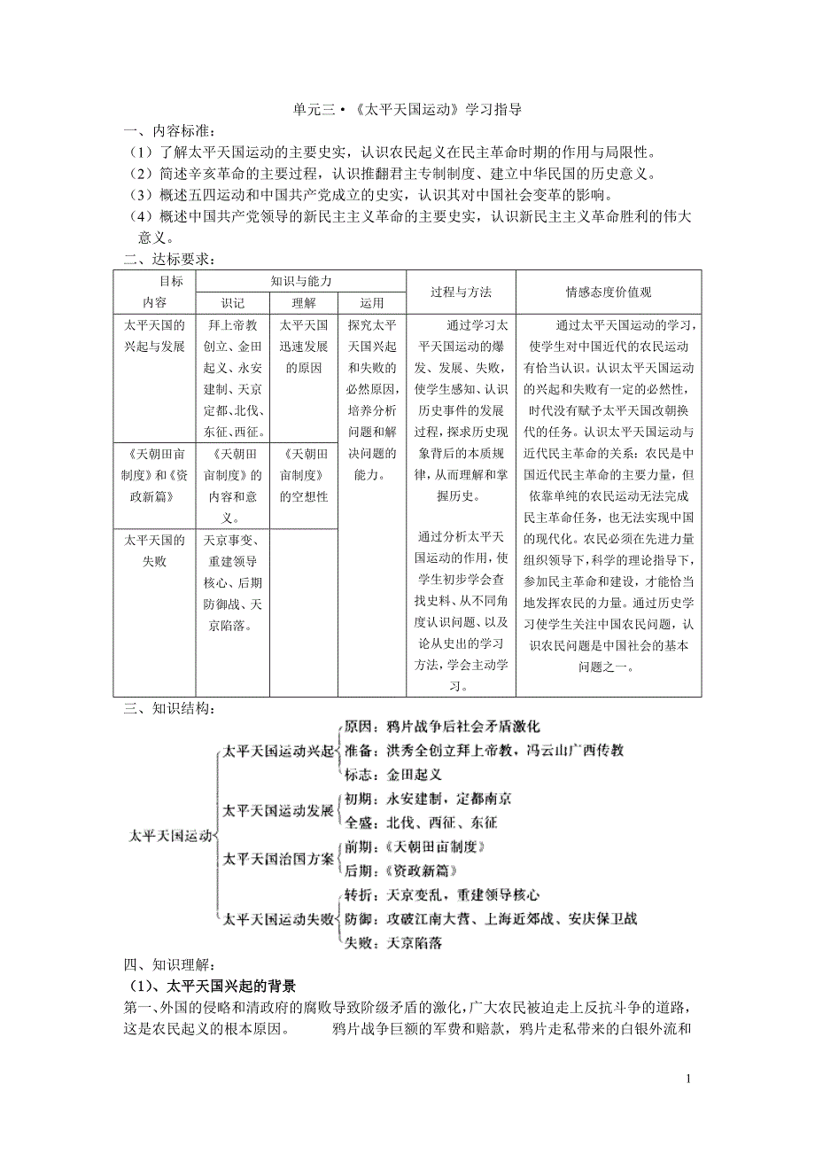 单元四&#183;第11课《太平天国运动》学习指导.doc_第1页