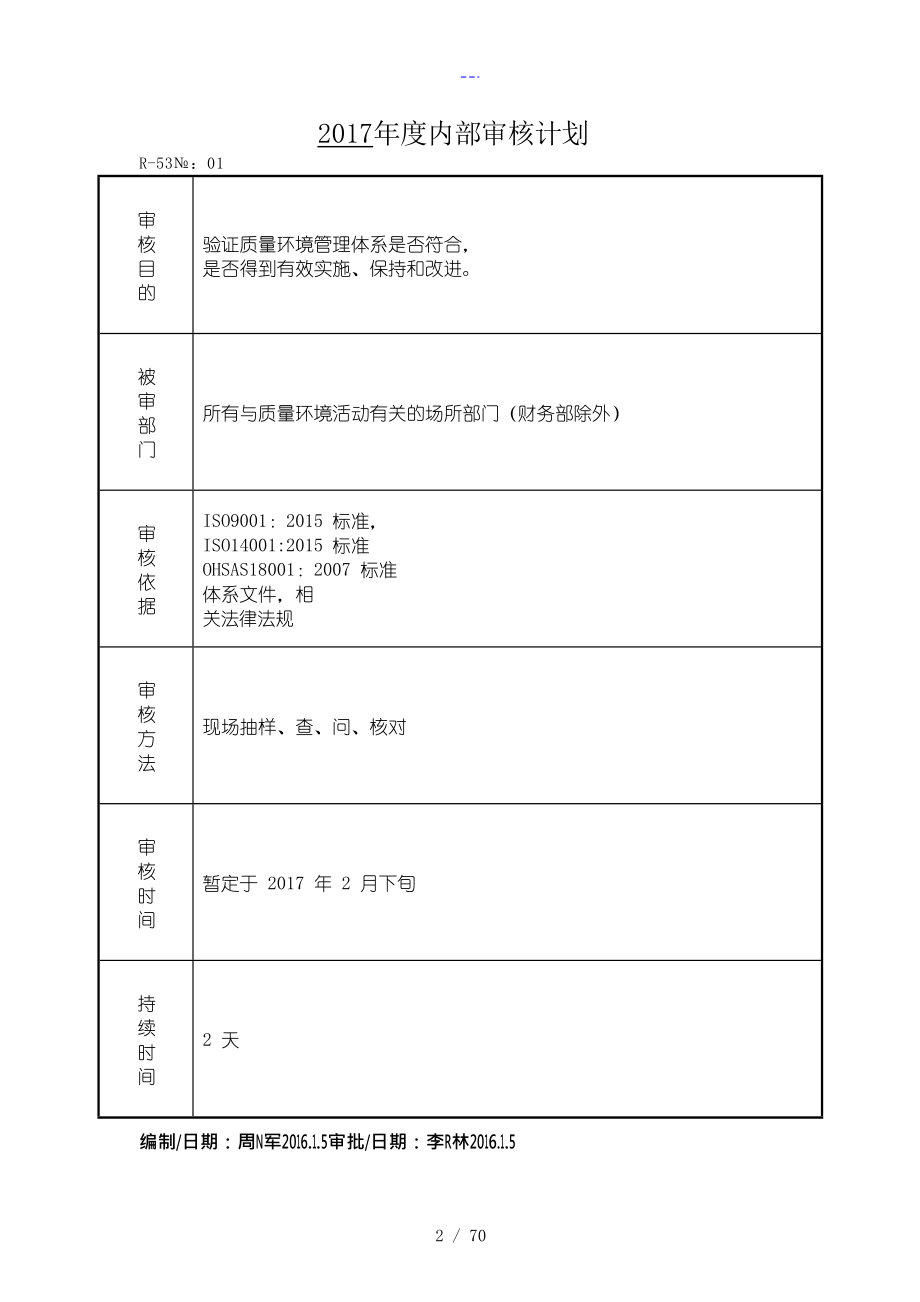 最新版三体系全套内审记录文稿_第2页