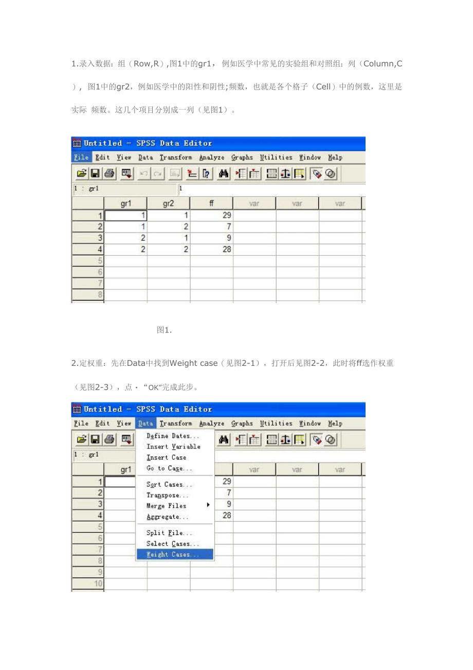 SPSS中四格表的卡方检验_第1页