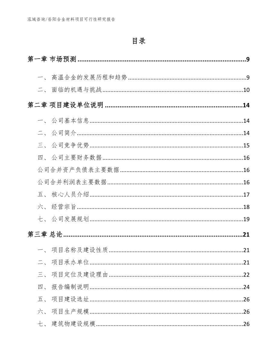 岳阳合金材料项目可行性研究报告_范文_第2页