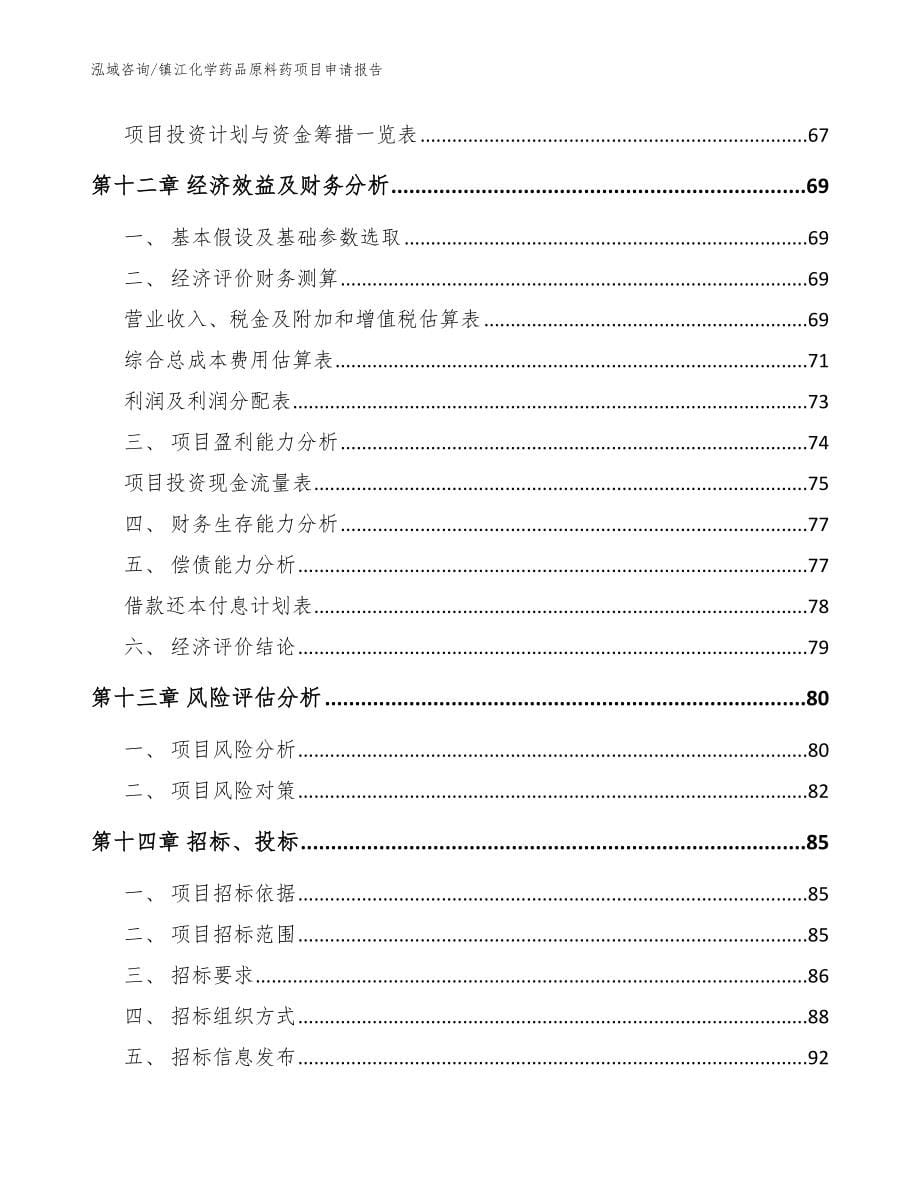 镇江化学药品原料药项目申请报告（模板范文）_第5页