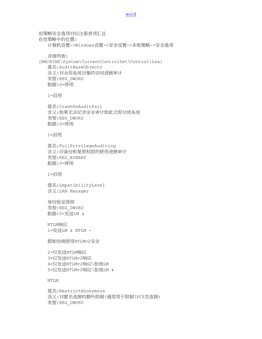 win7电脑组策略对应地注册表位置大全_第1页