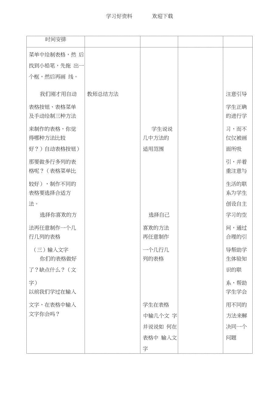 《制作表格》教学设计及教案_第5页