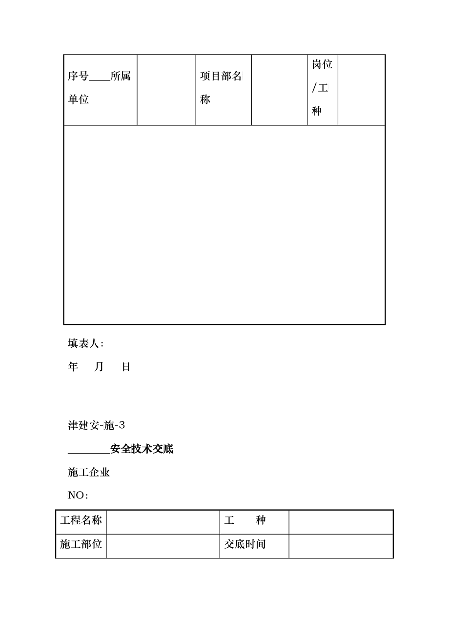天津市建设工程施工安全资料管理规程施工单位表_第4页