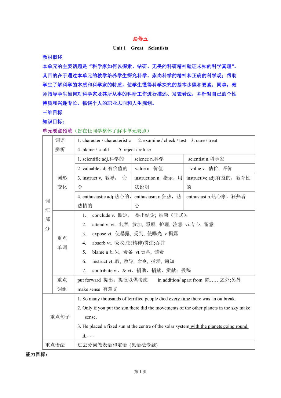 高中英语必修5全套学案.doc_第1页