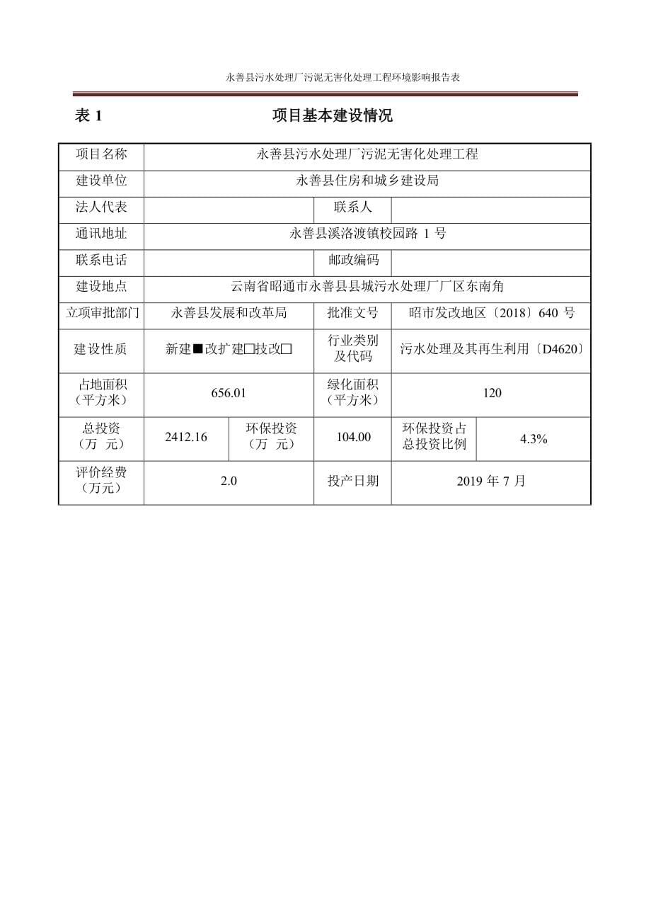 永善县污水处理厂污泥无害化处理工程环评报告.docx_第5页