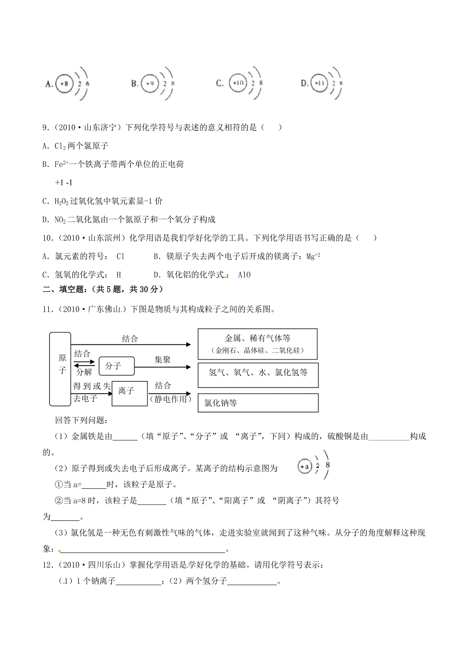 备战2011中考精品系列2010中考化学全面解析专题04 物质构成的奥秘（下）（学生版）_第2页