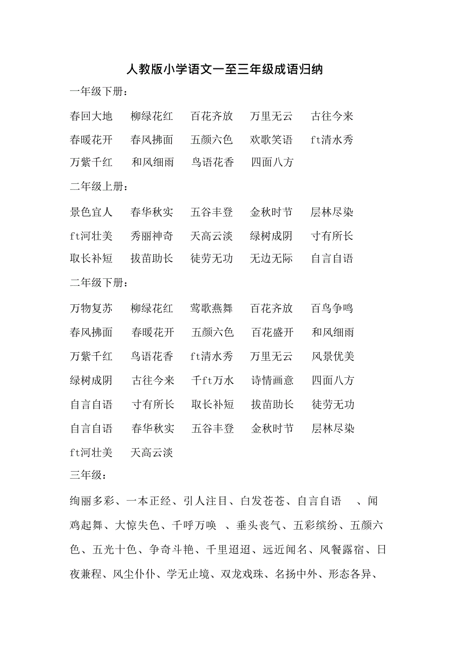 人教版小学语文一至三年级成语归纳(最新整理)_第1页