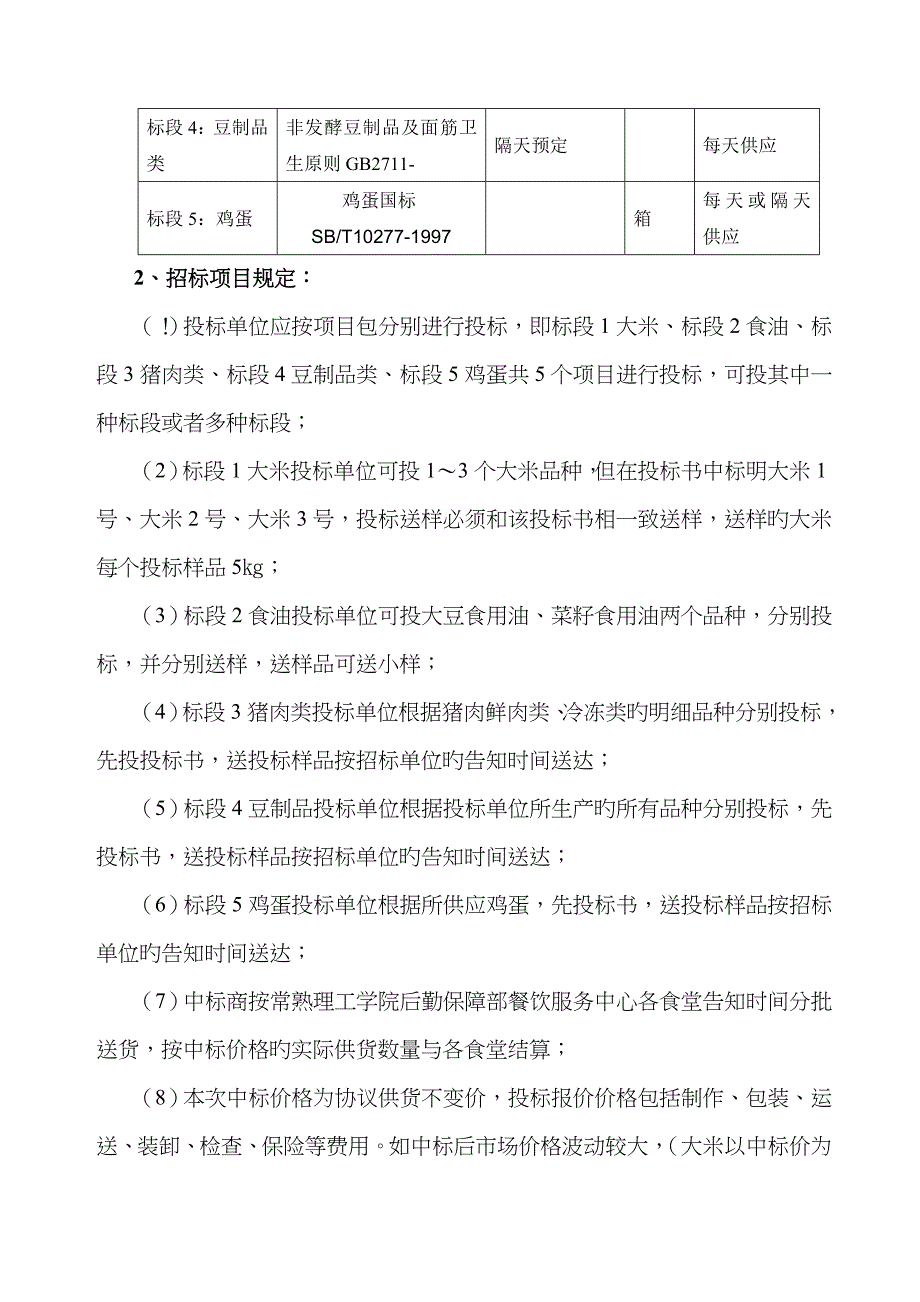 常熟理工学院食堂大宗物资采购招标书_第2页