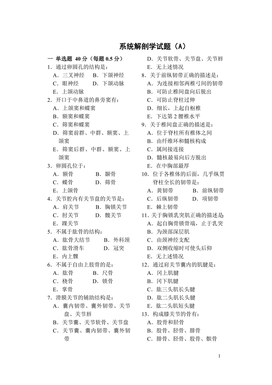 系统解剖学试题5.doc_第1页