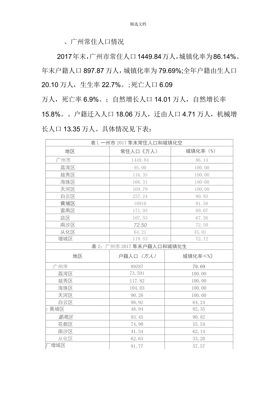 2017年广州市人口分布情况_第1页