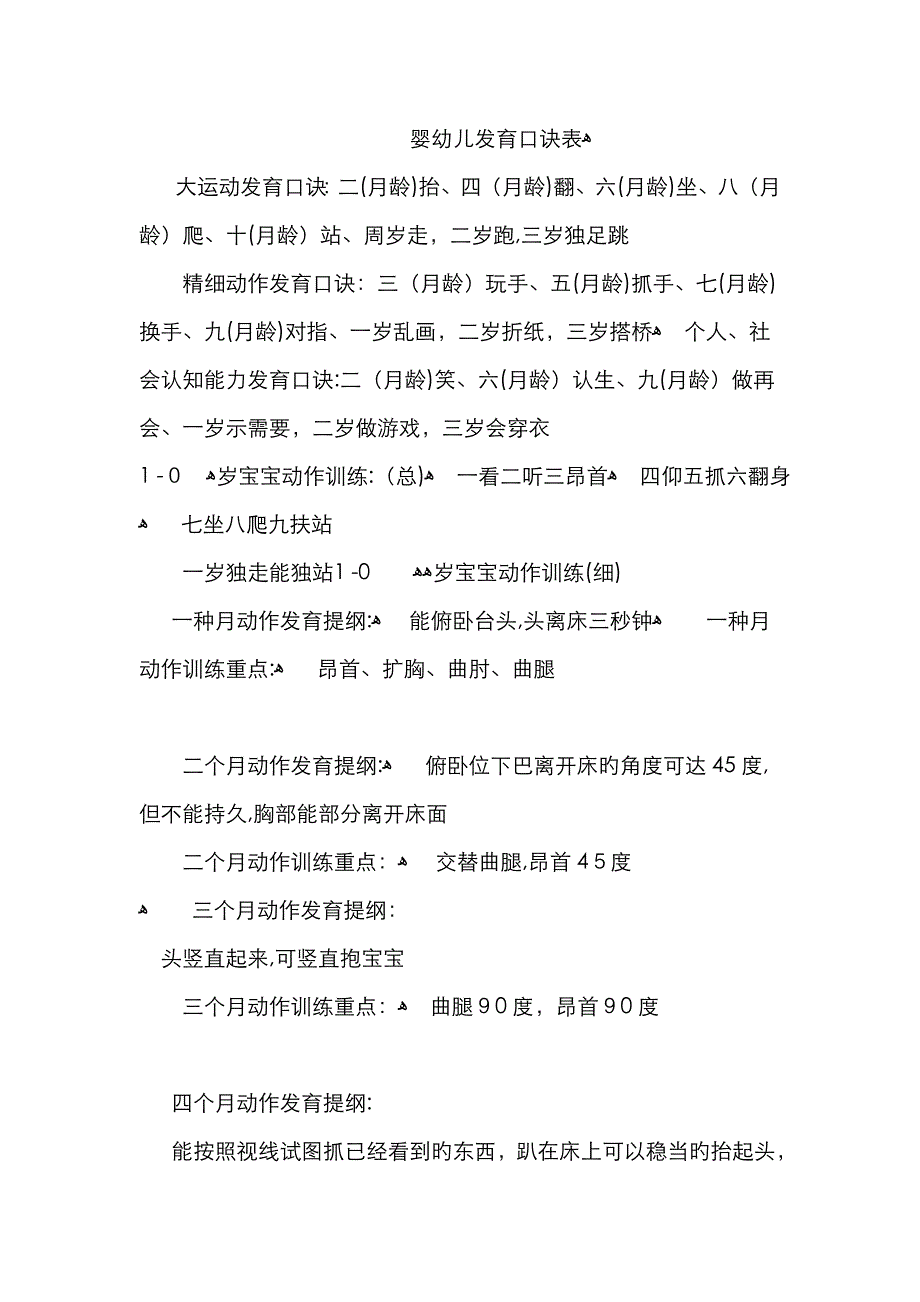 婴幼儿发育口诀表_第1页