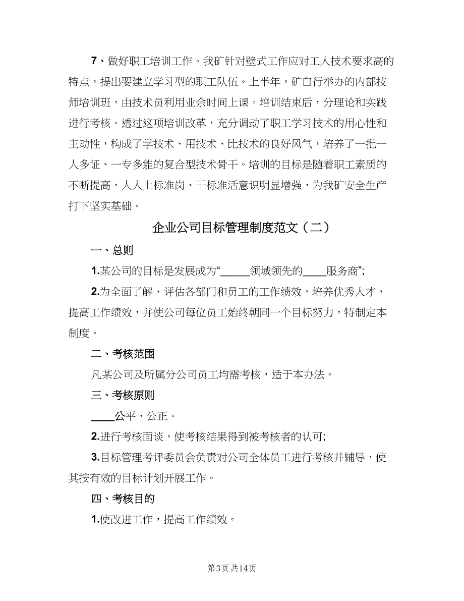 企业公司目标管理制度范文（4篇）_第3页