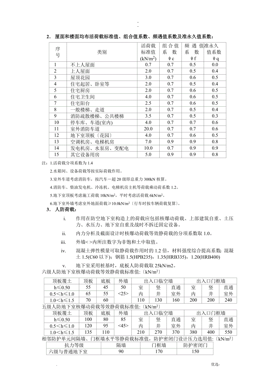 荷载及计算参数选取_第1页