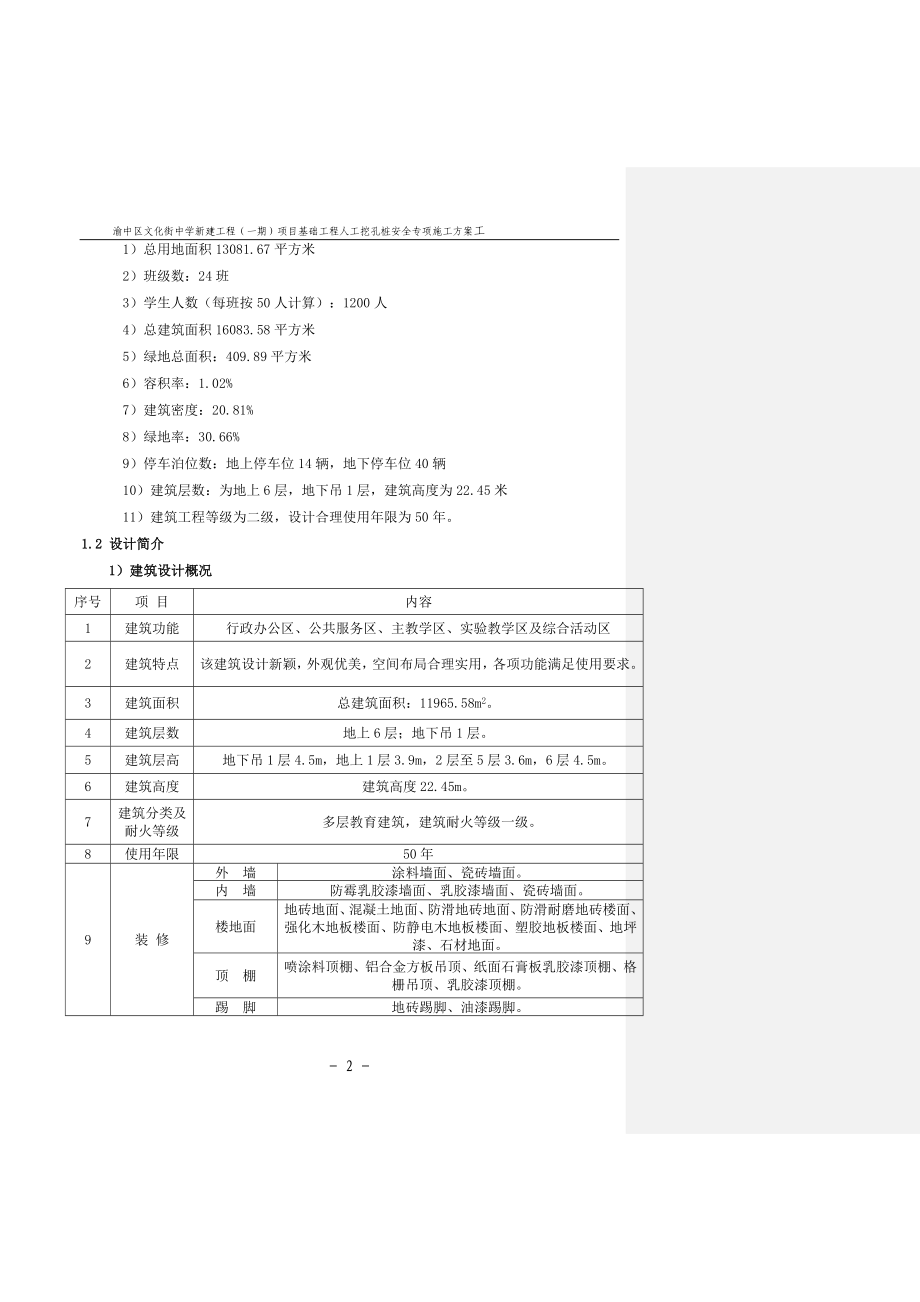 文化街中学新建工程（一期）项目基础工程人工挖孔桩基础专项施工方案_第2页