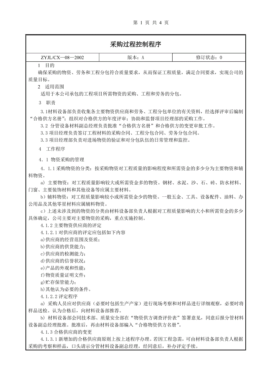 沾益县某公司采购过程控制程序.doc_第1页