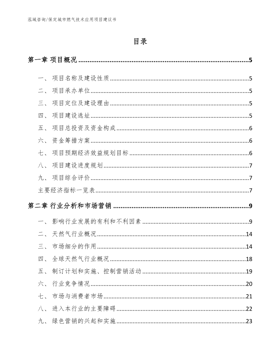 保定城市燃气技术应用项目建议书（参考范文）_第1页