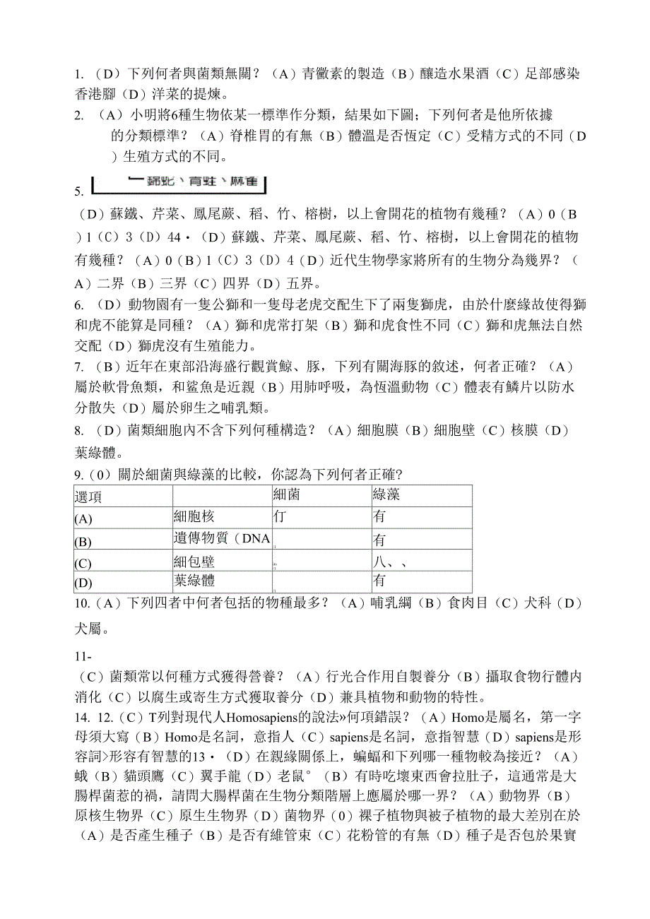 1下列何者与菌类无关青霉素的制造(B)酿_第1页