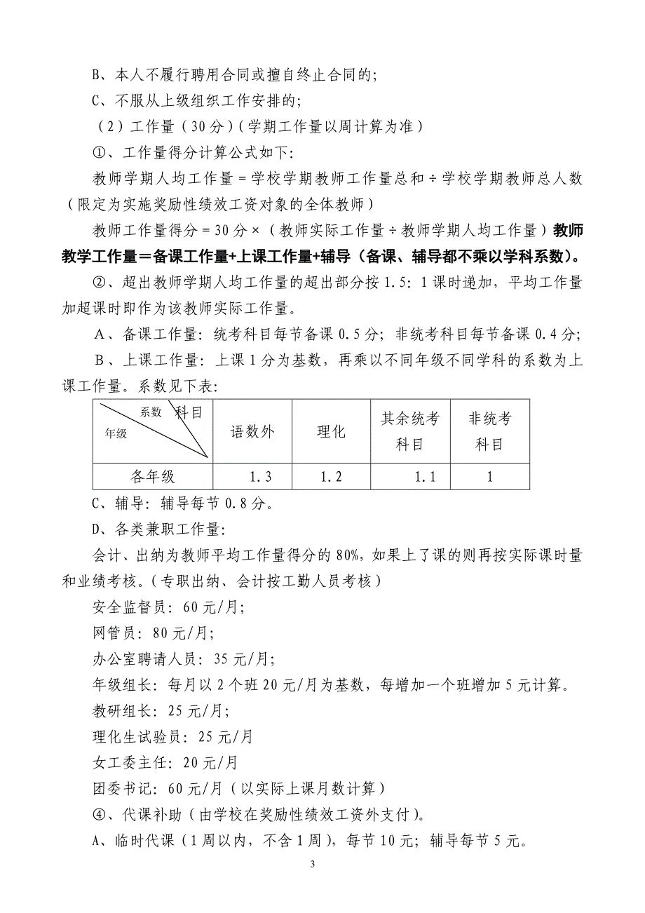 苟角中学奖励性绩效工资考核细则(讨论稿)_第3页