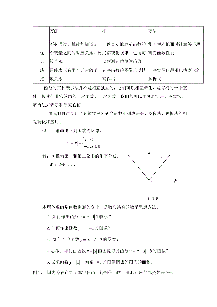 北师大版数学必修一函数的表示法教学设计_第2页