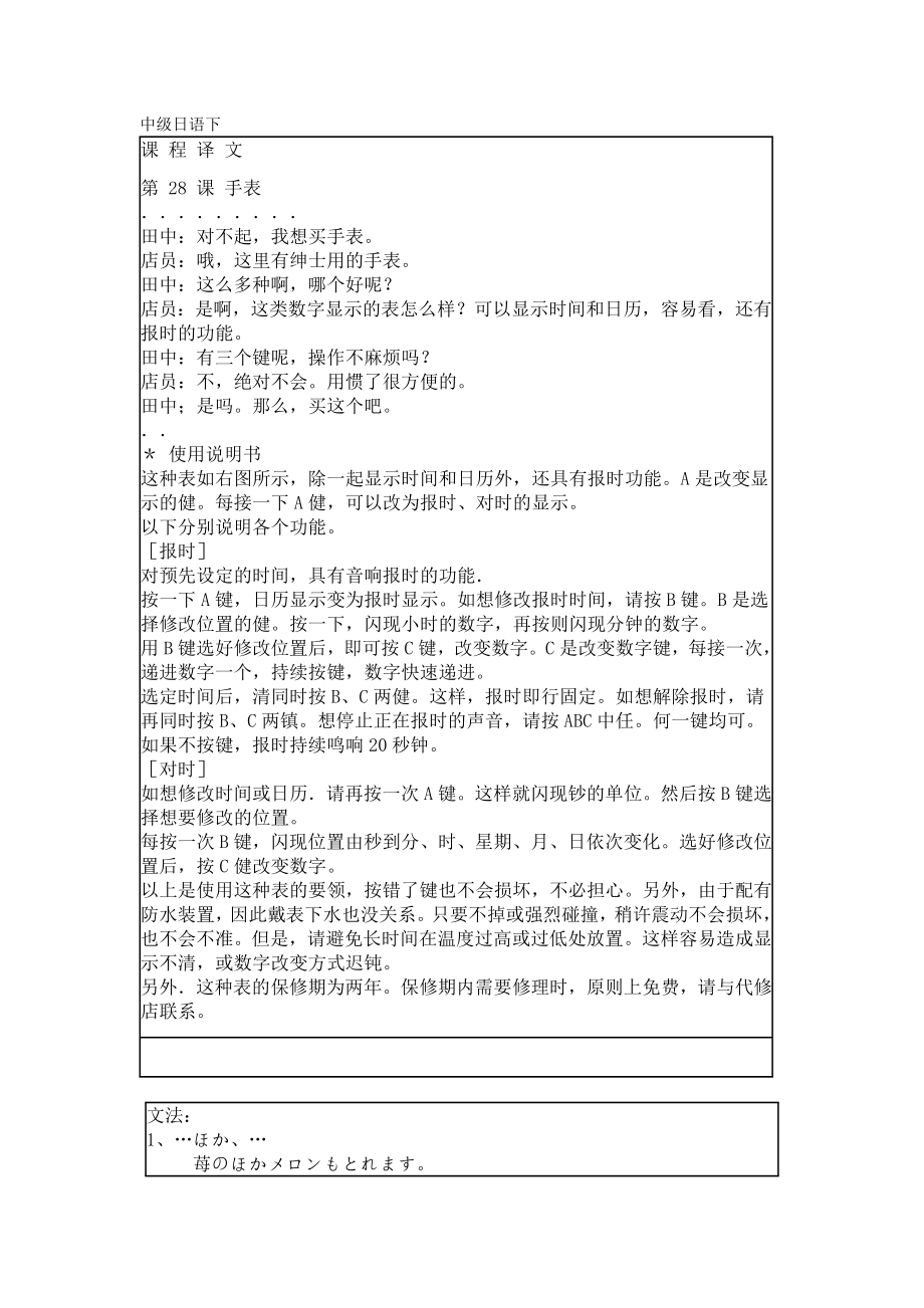 (精品)老版标准日语中级课文、单词及注解下_第1页