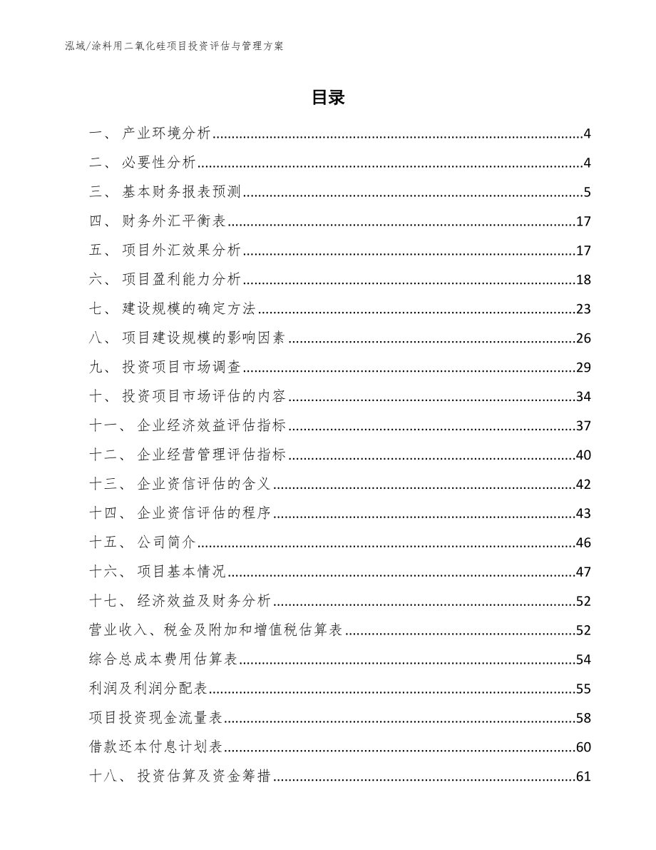 涂料用二氧化硅项目投资评估与管理方案_第2页