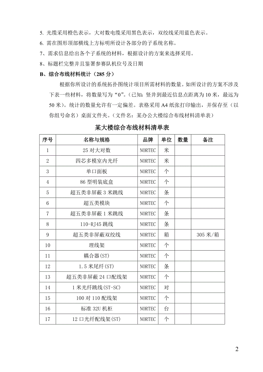 网络综合布线技术技能试题.doc_第2页