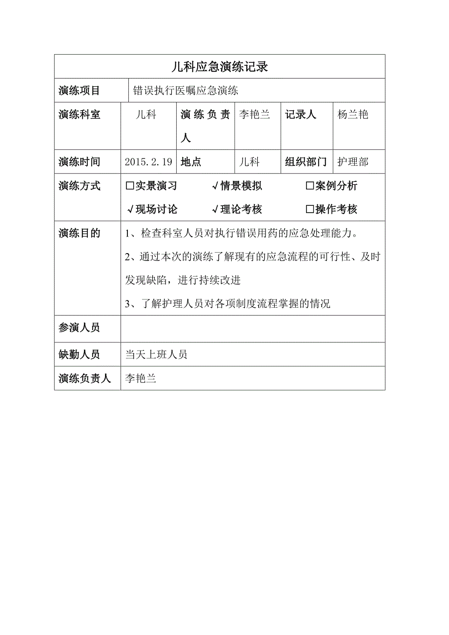 儿科错误用药不良事件应急演练_第1页