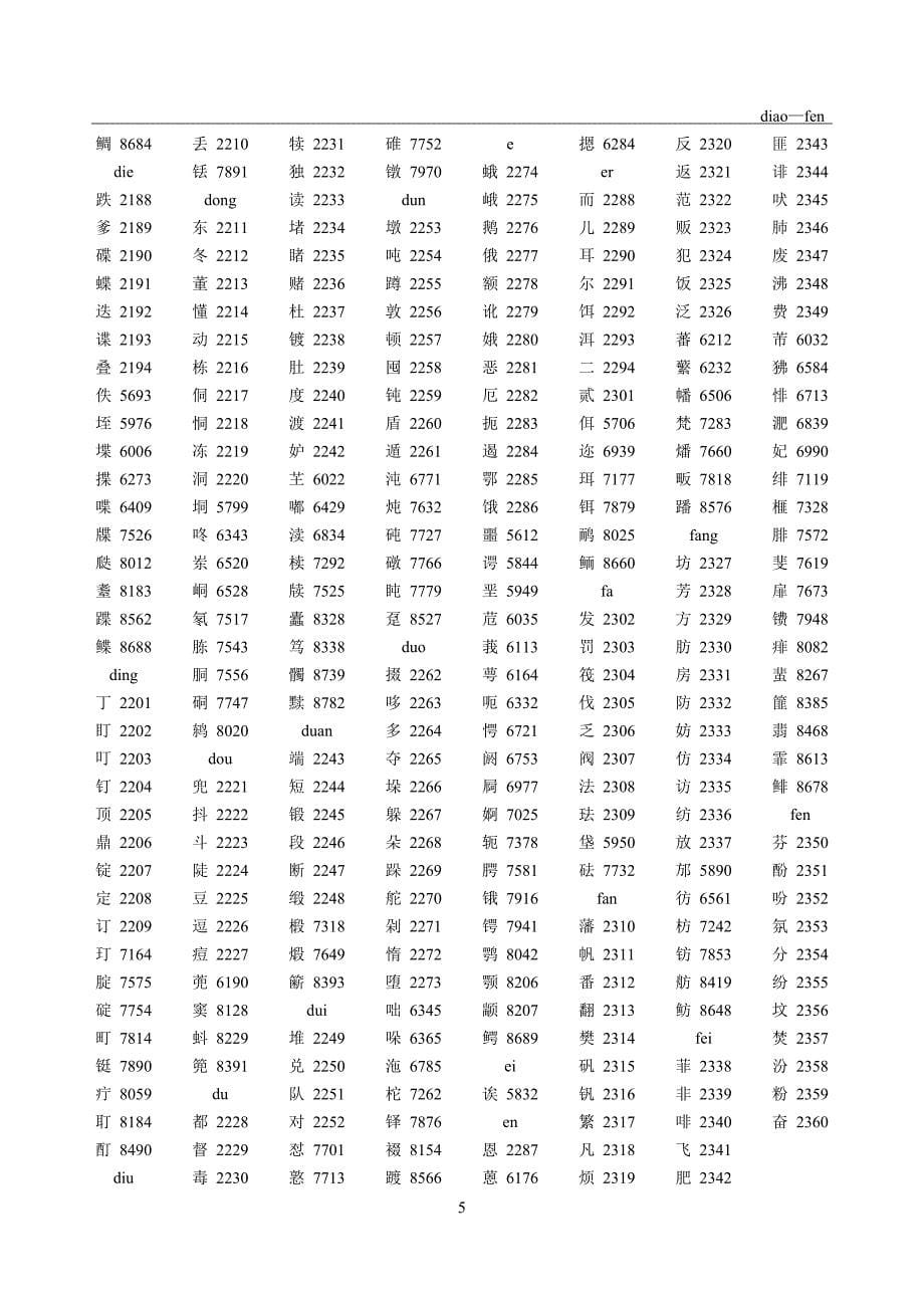 汉字区位码表_第5页