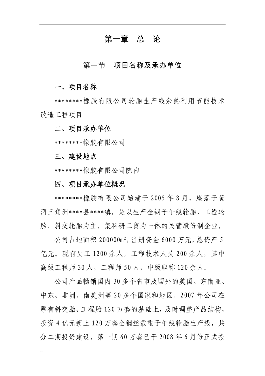 某橡胶有限公司轮胎生产线余热利用节能技术改造工程项目建设可行性研究报告-106页优秀甲级资金申请.doc_第3页