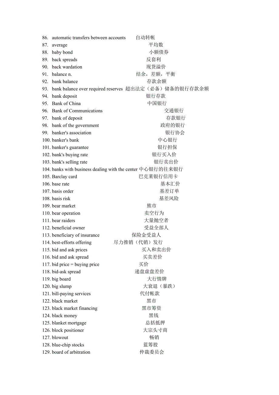 金融英语翻译常用专业词汇_第3页